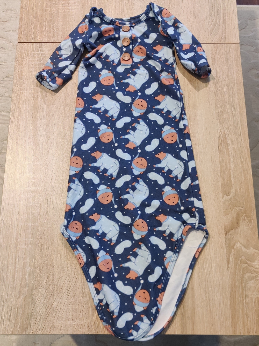 Caden Lane Navy Blue Knot Sleep Sack with Bear and Cloud Print 0-3mo